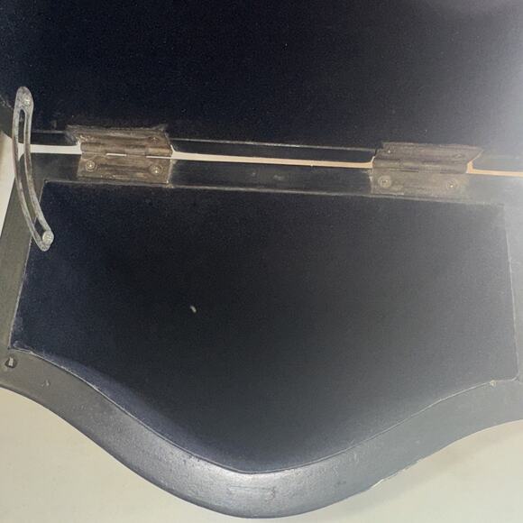 Vintage Oriental Asian Hinged Box Black/Gold With Orange Tree Velvet Lined 12” - Picture 4 of 9